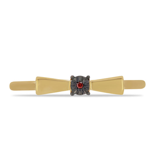 Anillo de Plata Bañada en Oro con Diamante Rojo