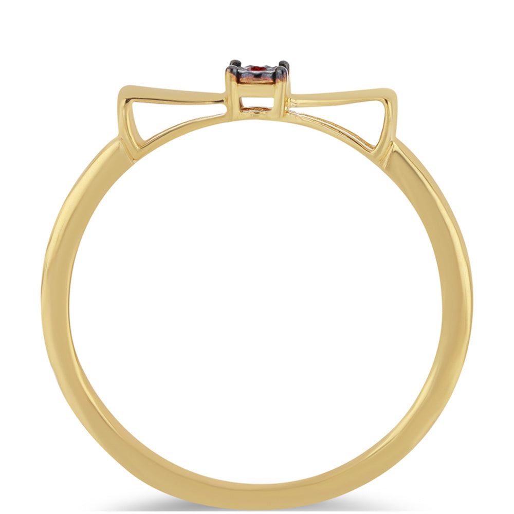 Anillo de Plata Bañada en Oro con Diamante Rojo