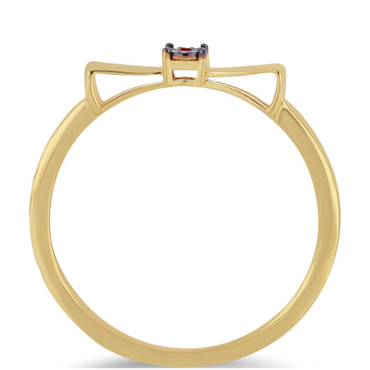Anillo de Plata Bañada en Oro con Diamante Rojo