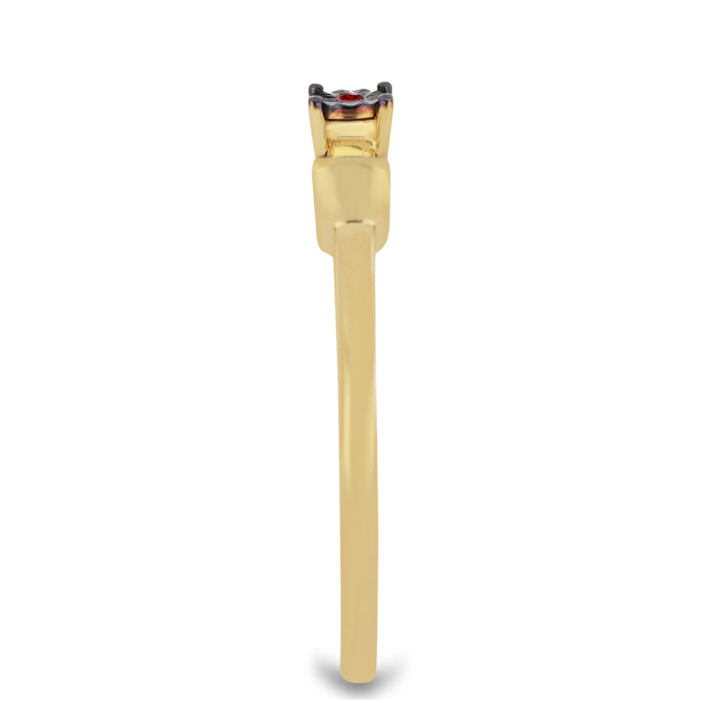 Anillo de Plata Bañada en Oro con Diamante Rojo