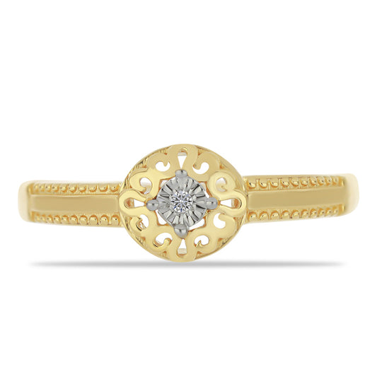 Anillo de Plata Bañada en Oro con Diamante blanco