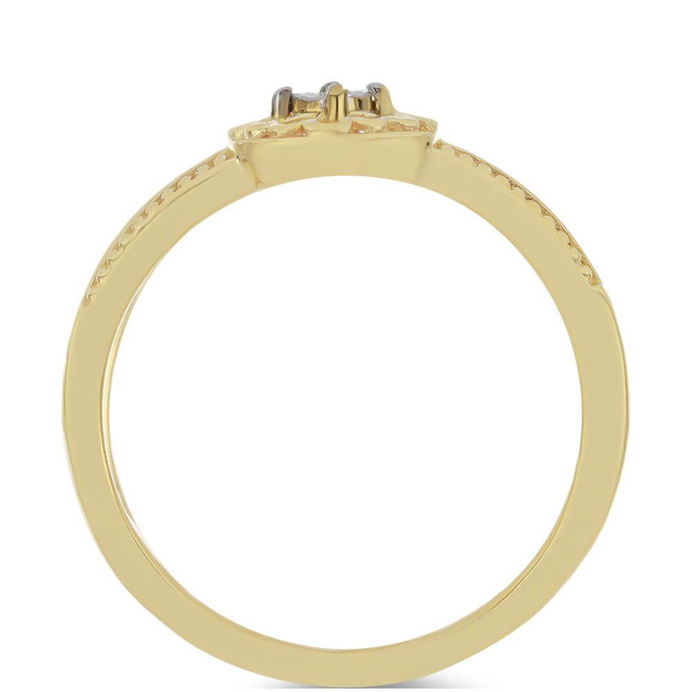 Anillo de Plata Bañada en Oro con Diamante blanco 2 