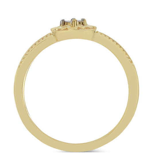 Anillo de Plata Bañada en Oro con Diamante blanco