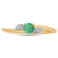 Anillo de Plata Bañada en Oro con Esmeralda de Brasil y Zircón Blanco