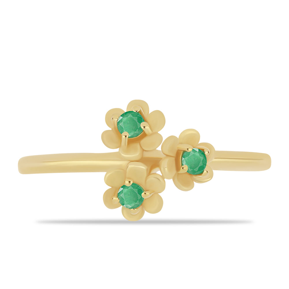 Anillo de Plata Bañada en Oro con Esmeralda de Brasil