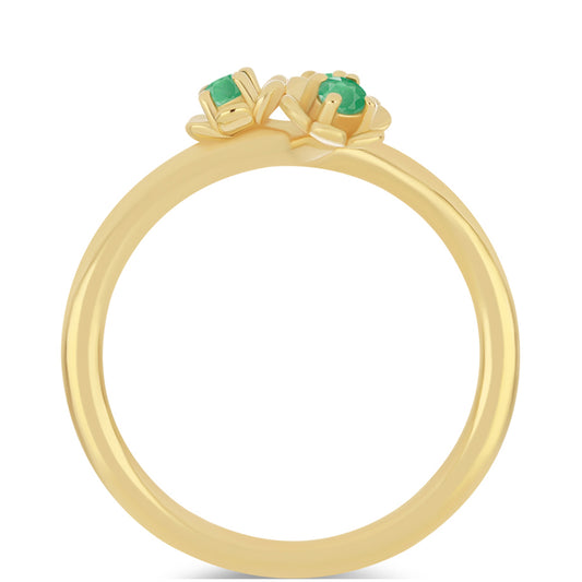Anillo de Plata Bañada en Oro con Esmeralda de Brasil