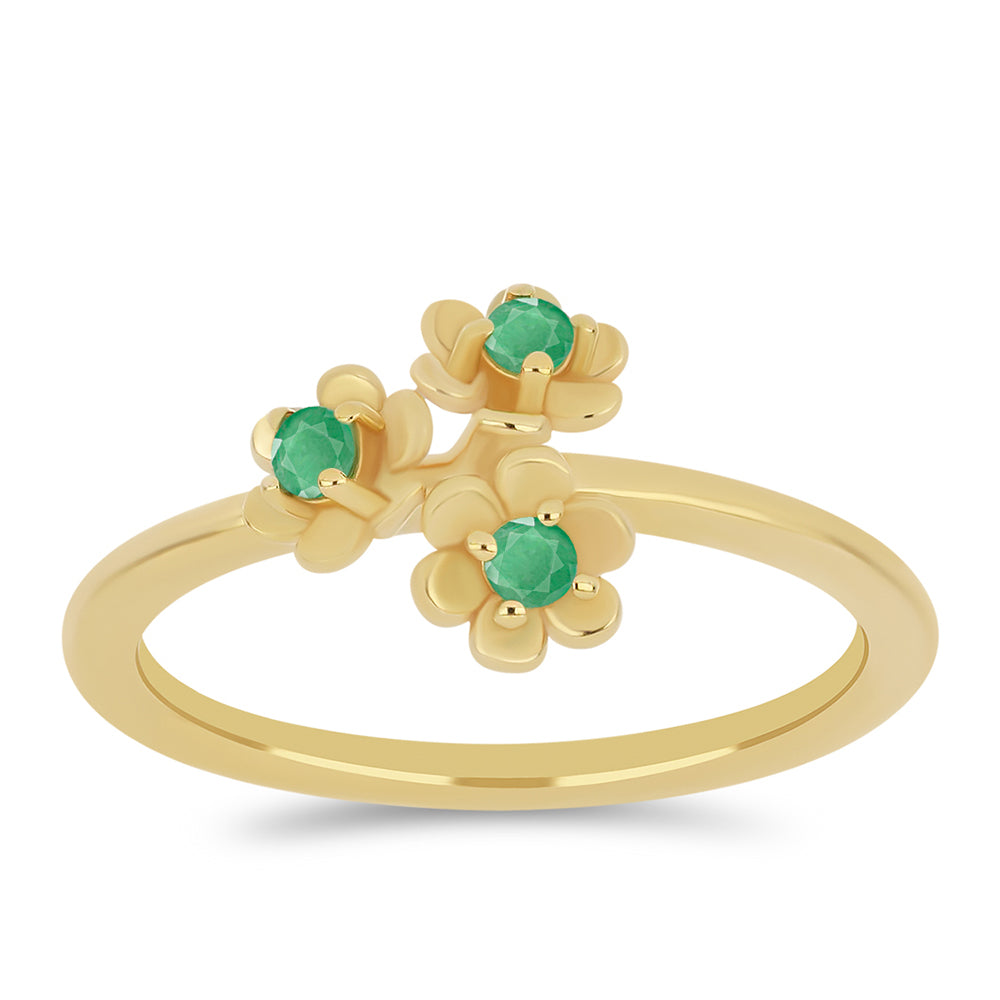 Anillo de Plata Bañada en Oro con Esmeralda de Brasil