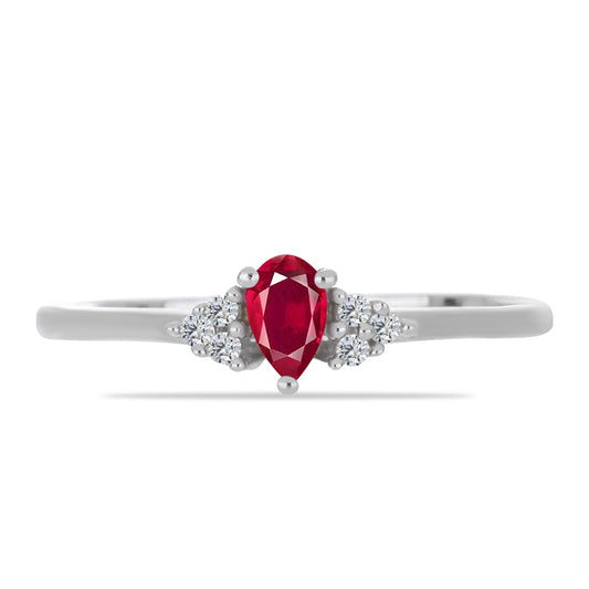 Anillo de Plata con Rubí de Madagascar y Zircón blanco natural