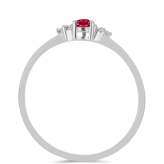 Anillo de Plata con Rubí de Madagascar y Zircón blanco natural