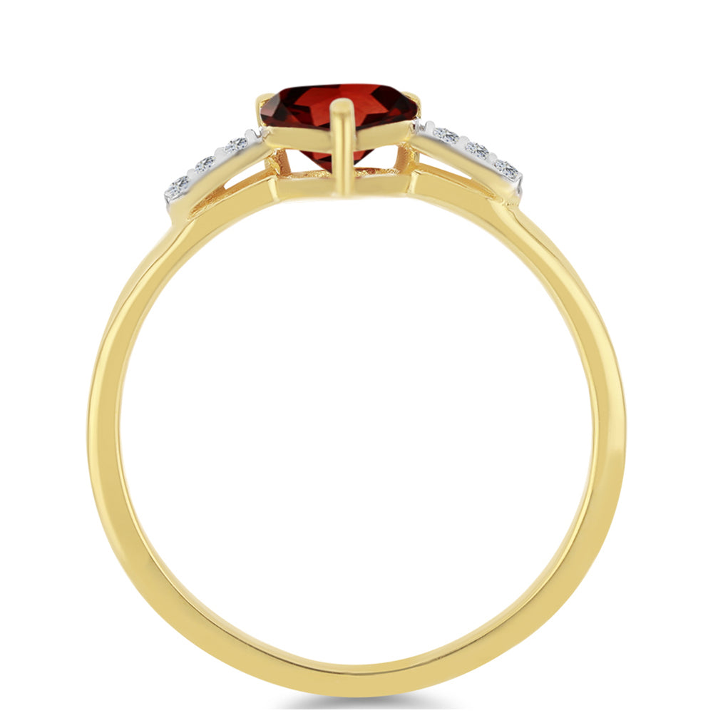 Anillo de Plata Bañada en Oro con Granate Barton y Zircón Blanco