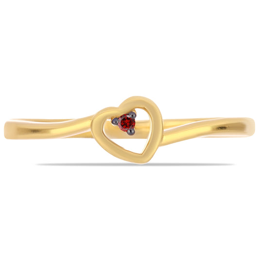 Anillo de Plata Bañada en Oro con Diamante Rojo