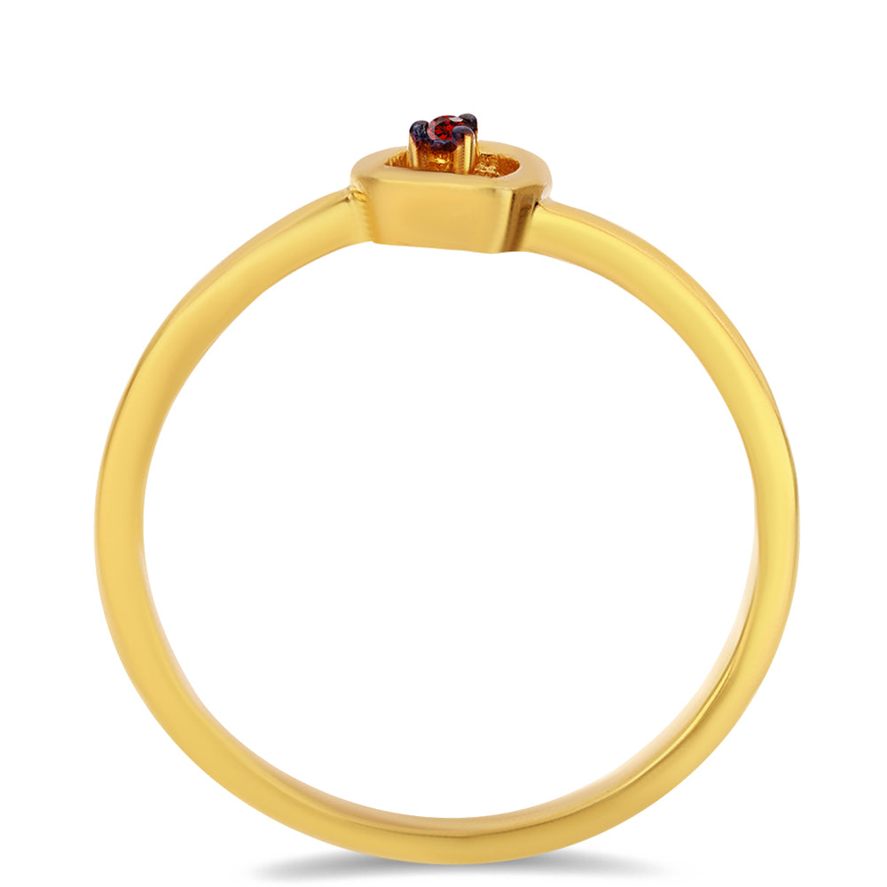 Anillo de Plata Bañada en Oro con Diamante Rojo 2 
