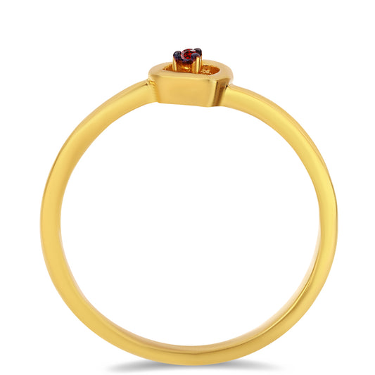 Anillo de Plata Bañada en Oro con Diamante Rojo