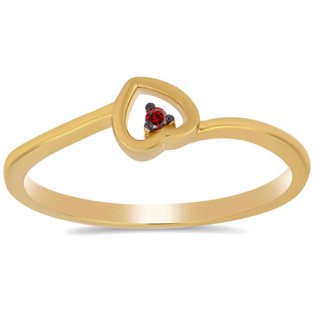 Anillo de Plata Bañada en Oro con Diamante Rojo 3 