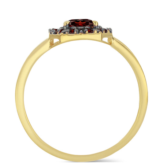 Anillo de Plata Bañada en Oro con Granate Barton