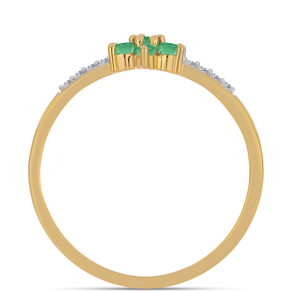 Anillo de Plata Bañada en Oro con Esmeralda de Brasil y Zircón Blanco 2 