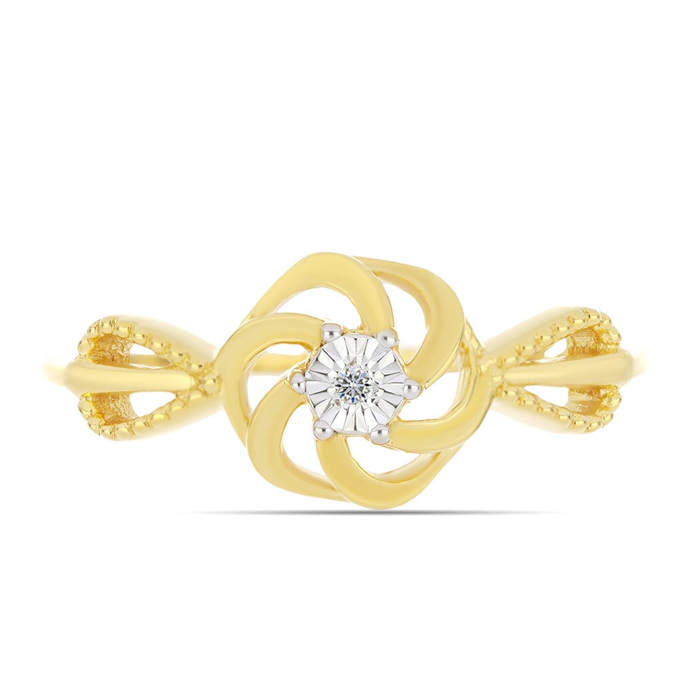 Anillo de Plata Bañada en Oro con Diamante blanco