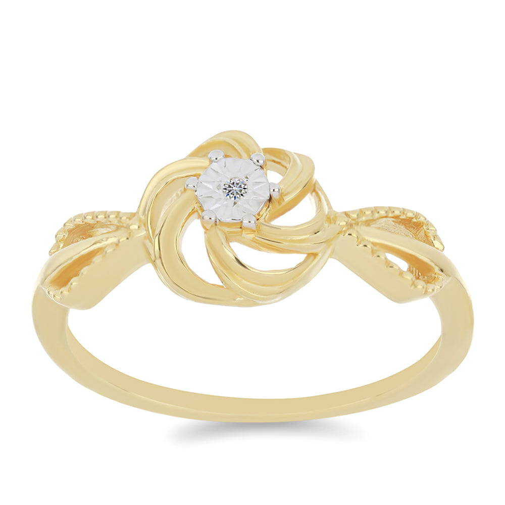 Anillo de Plata Bañada en Oro con Diamante blanco 3 