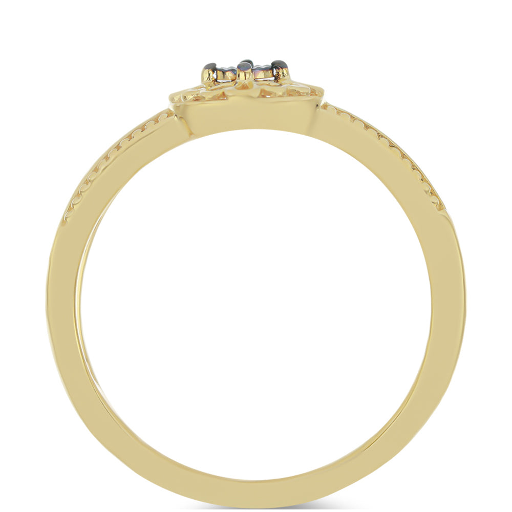 Anillo de Plata Bañada en Oro con Diamante Verde 2 