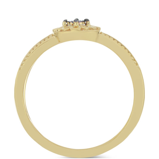 Anillo de Plata Bañada en Oro con Diamante Verde