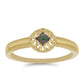 Anillo de Plata Bañada en Oro con Diamante Verde