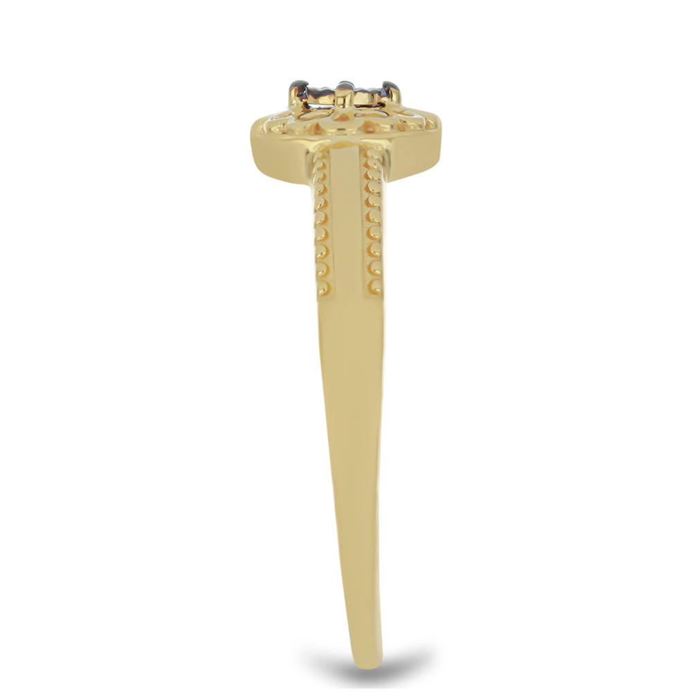 Anillo de Plata Bañada en Oro con Diamante Verde 4 