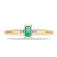 Anillo de Plata Bañada en Oro con Esmeralda de Brasil y Zircón Blanco