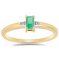 Anillo de Plata Bañada en Oro con Esmeralda de Brasil y Zircón Blanco