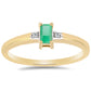 Anillo de Plata Bañada en Oro con Esmeralda de Brasil y Zircón Blanco