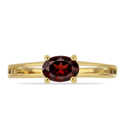 Anillo de Plata Bañada en Oro con Granate Barton