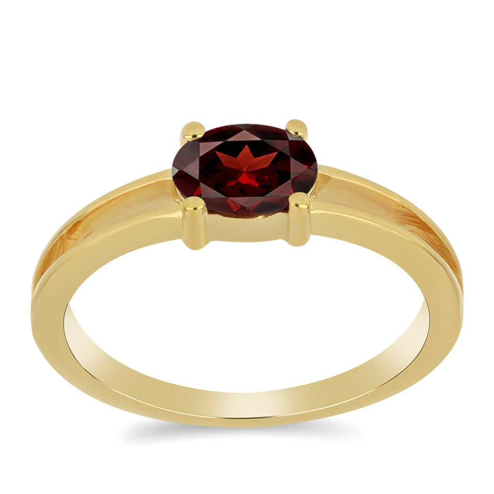 Anillo de Plata Bañada en Oro con Granate Barton