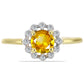 Anillo de Plata Bañada en Oro con Citrino de los Montes Urales y Zircón Blanco