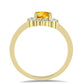 Anillo de Plata Bañada en Oro con Citrino de los Montes Urales y Zircón Blanco