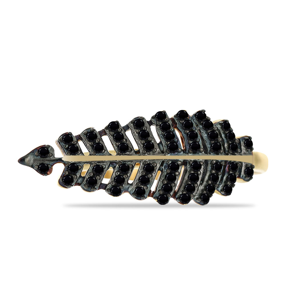 Anillo de Plata Bañada en Oro con Espinela Negra de Badakhshan Gorno 1 