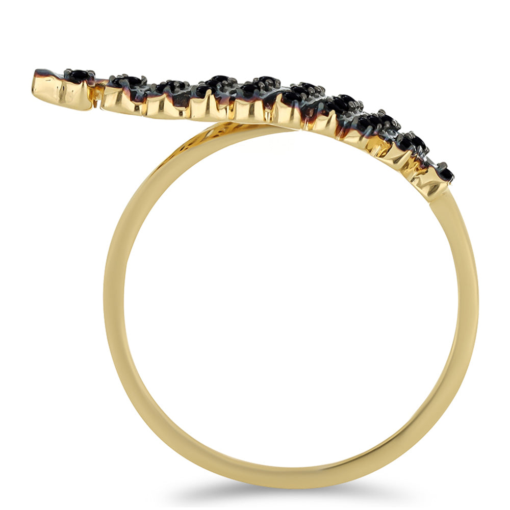 Anillo de Plata Bañada en Oro con Espinela Negra de Badakhshan Gorno 2 