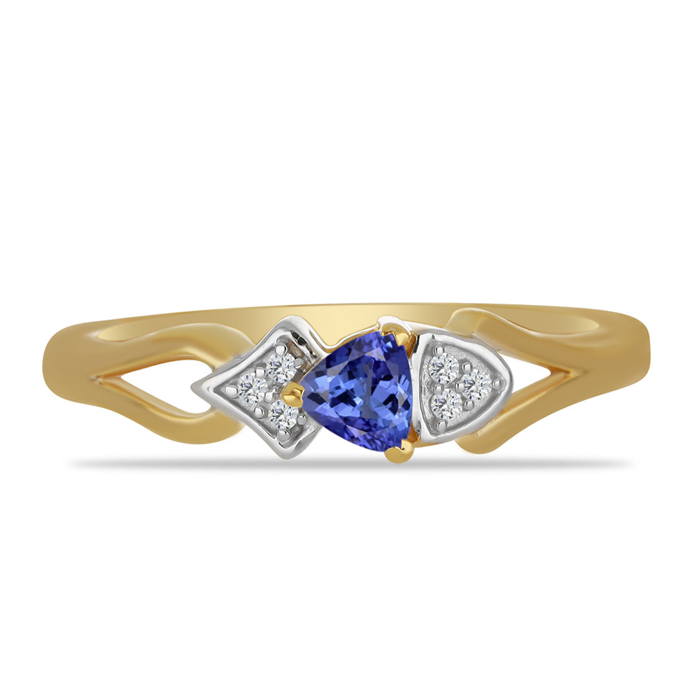 Anillo de Plata Bañada en Oro con Tanzanita y Zircón Blanco 1 