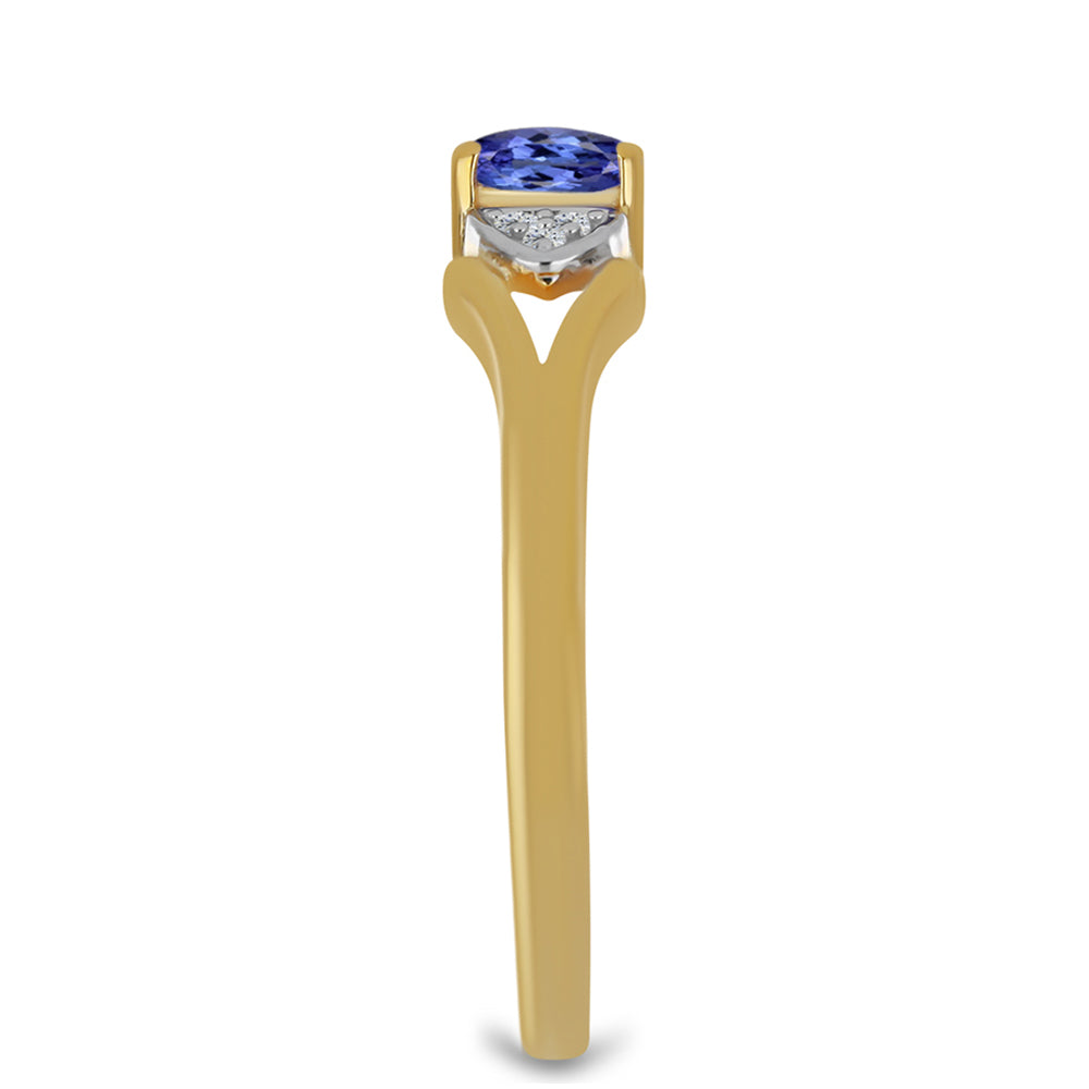Anillo de Plata Bañada en Oro con Tanzanita y Zircón Blanco 4 