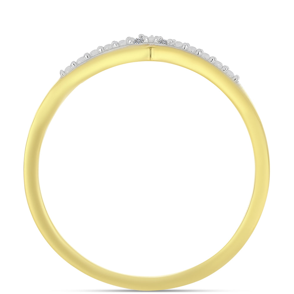 Anillo de Plata Bañada en Oro con Diamante blanco 2 