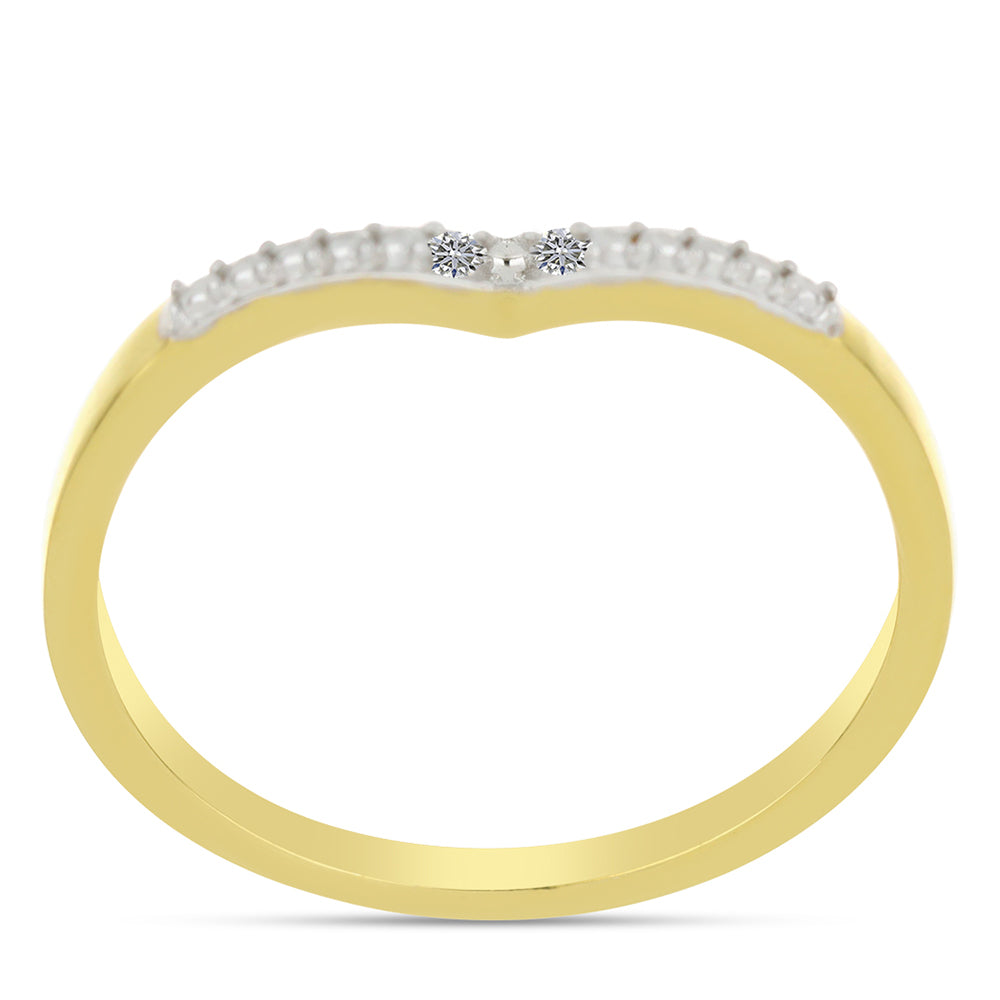 Anillo de Plata Bañada en Oro con Diamante blanco 3 