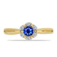 Anillo de Plata Bañada en Oro con Zafiro Azul Australiano y Zircón Blanco