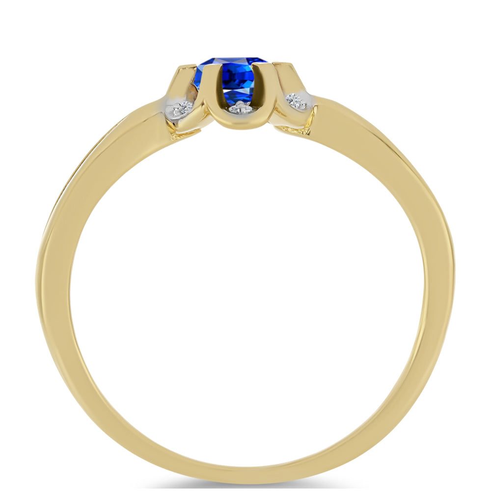 Anillo de Plata Bañada en Oro con Zafiro Azul Australiano y Zircón Blanco 2 