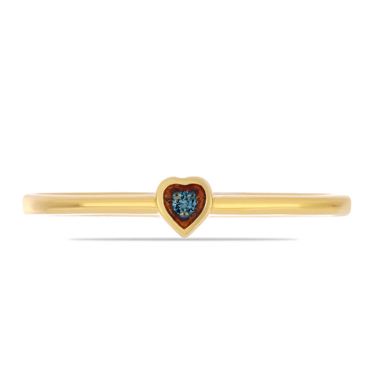 Anillo de Plata Bañada en Oro con Diamante Azul