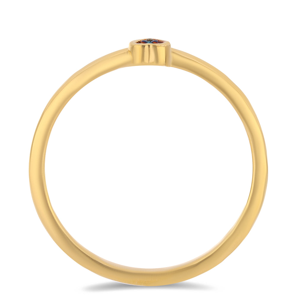 Anillo de Plata Bañada en Oro con Diamante Azul 2 