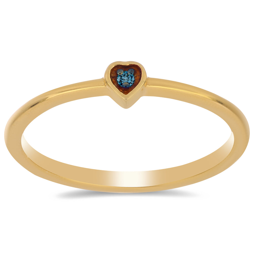 Anillo de Plata Bañada en Oro con Diamante Azul 3 