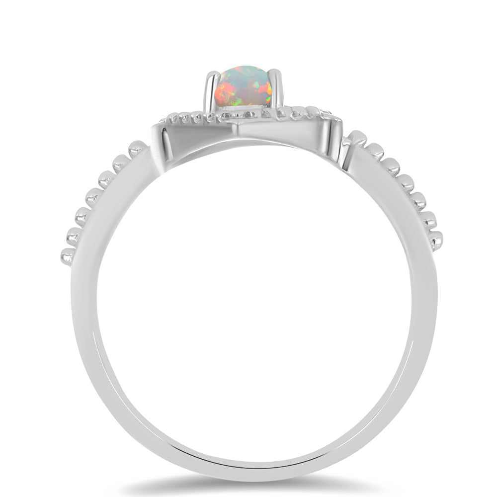 Anillo de Plata con Ópalo Etíope de Lega Dembi y Zircón Blanco 2 
