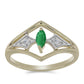 Anillo de Plata Bañada en Oro con Esmeralda de Brasil y Zircón Blanco