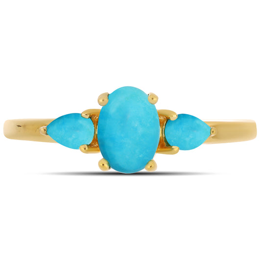 Anillo de Plata Bañada en Oro con Turquesa Bella Durmiente