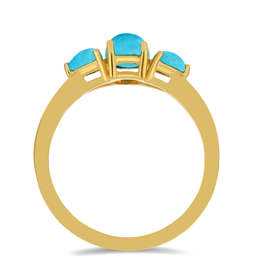Anillo de Plata Bañada en Oro con Turquesa Bella Durmiente