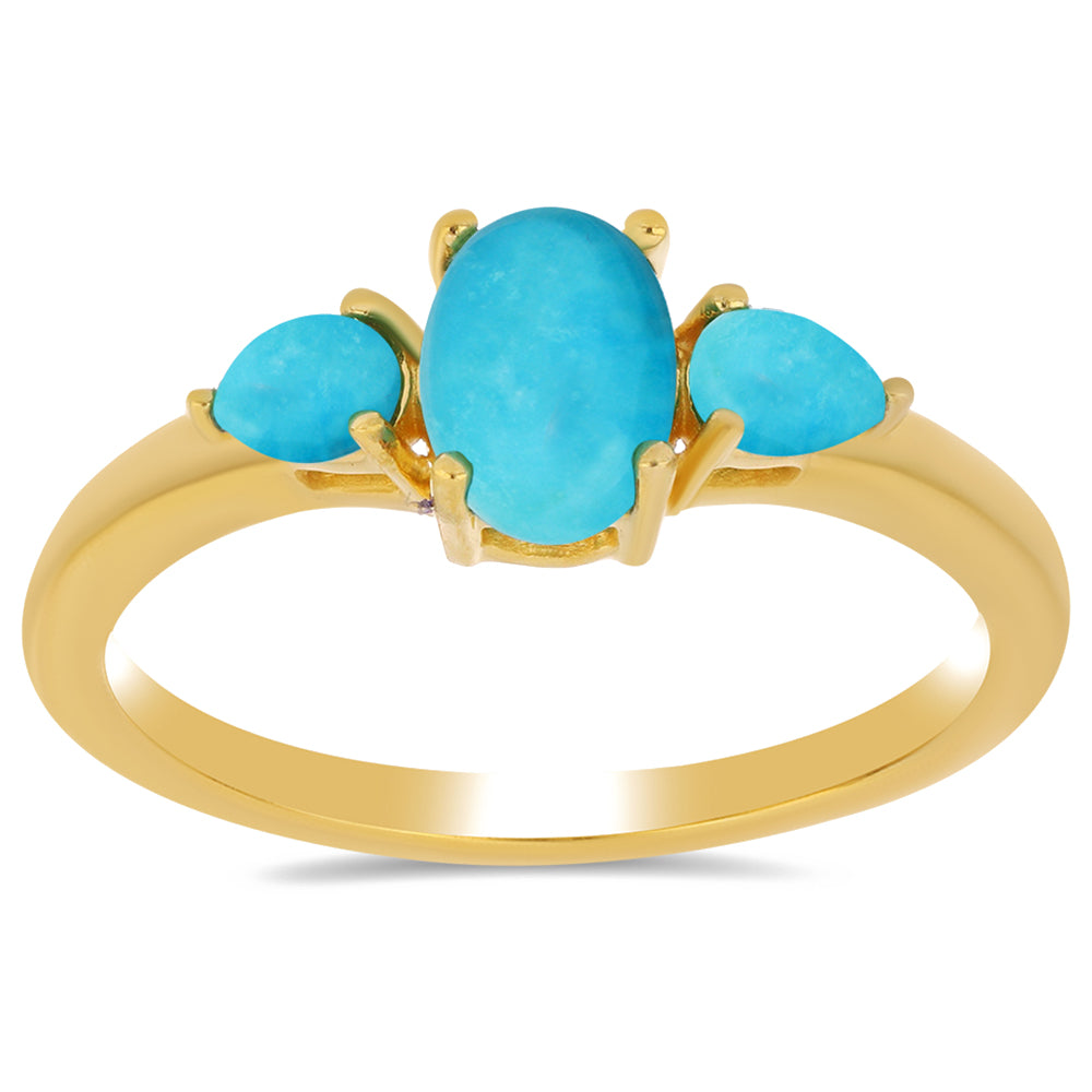 Anillo de Plata Bañada en Oro con Turquesa Bella Durmiente 3 