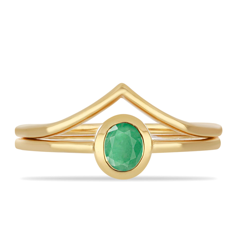 Anillo de Plata Bañada en Oro con Esmeralda de Brasil 1 